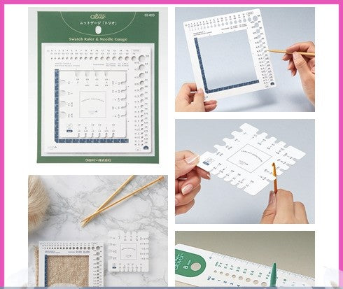 Swatch Ruler and Neele Gauge by Clover Needlecraft Assorted, 10cm Japan made