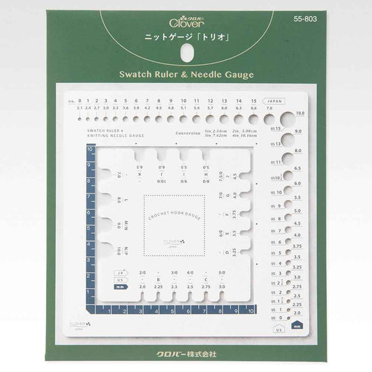 Swatch Ruler and Neele Gauge by Clover Needlecraft Assorted, 10cm Japan made
