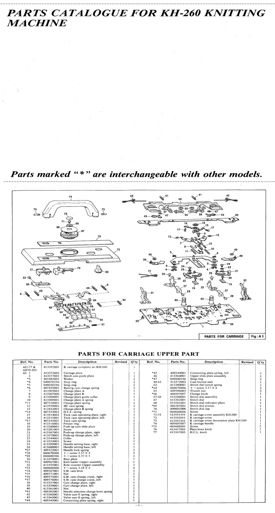 KH260 PARTS CATALOGUE 888379