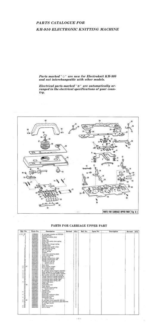 KH910 PARTS CATALOGUE 888391