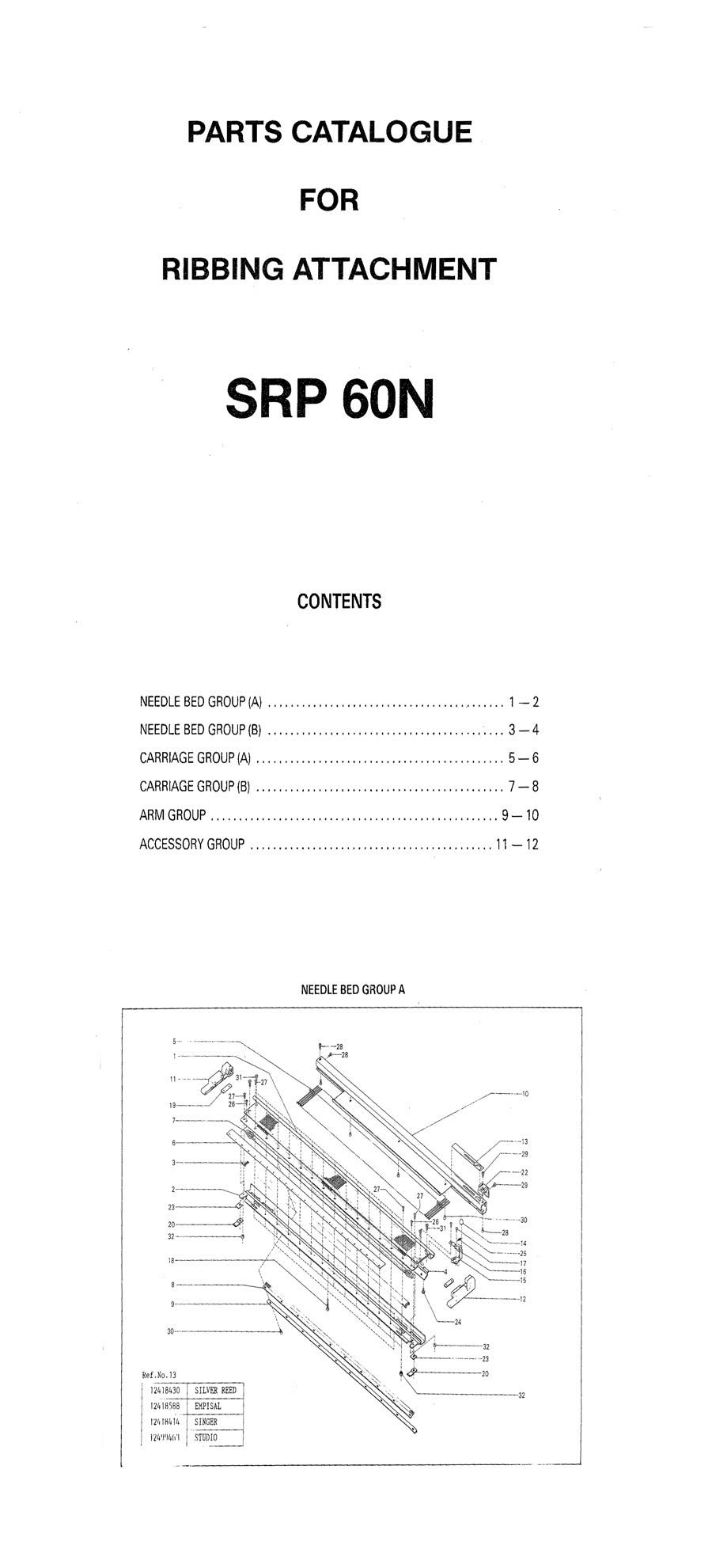 888609 SINGER PARTS CATALOGU For SRP50 /SRP60 / SRP60N KNITTING