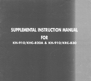 KH910 Supplemental Instruction Manual for KHC820A KRC830 888158