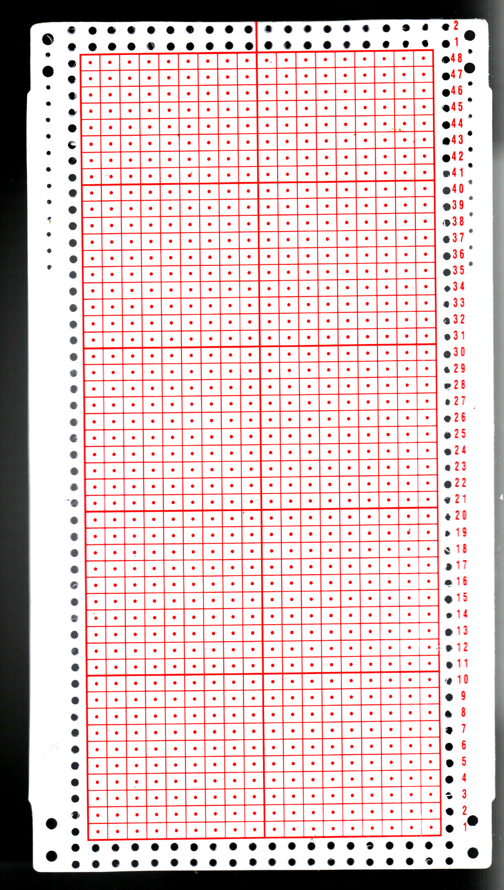 18 stitch pattern x 48rows BLANK PUNCHCARD Knitting Machine MK70