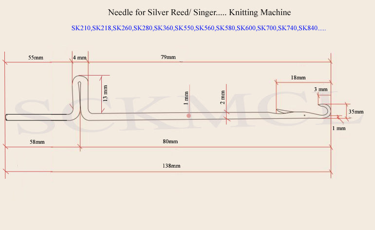 SK280 Knitting Machine Needle Singer/Silver/Knitmaster 01130616