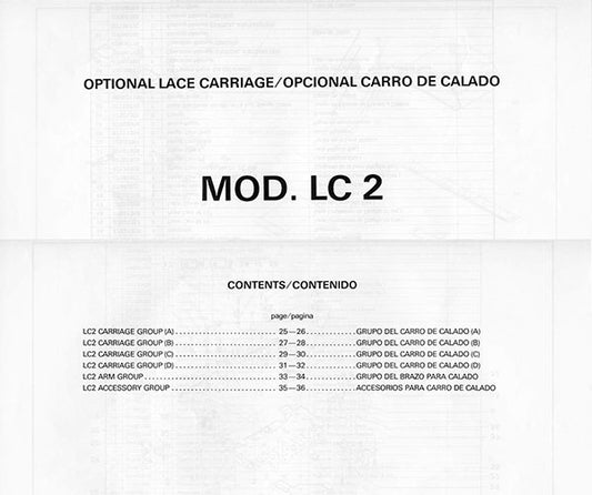 888601 PARTS CATALOGUE for SINGER KNITTING MACHINE MOD.LC2