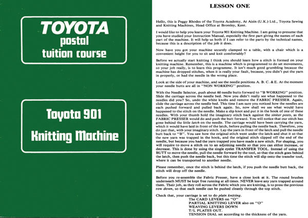 888660 TOYOTA POSTAL TUITION COURSE for TOYOTA KNITTING MACHINE