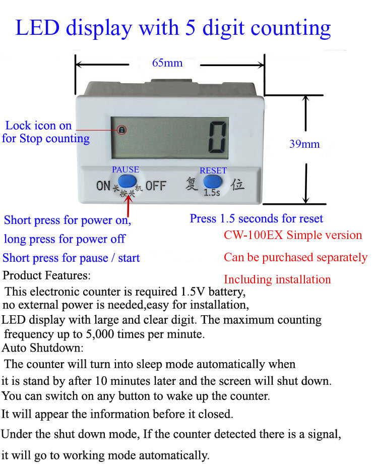 otation Counter  Fits Electrical Cone Wool/Yarn Winder