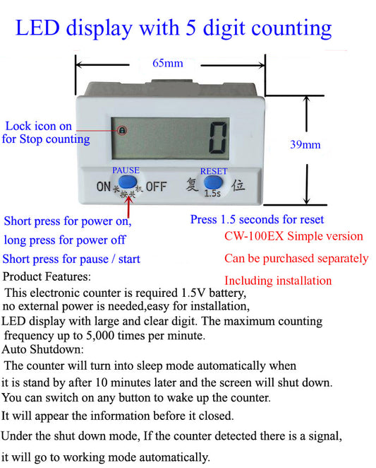 otation Counter  Fits Electrical Cone Wool/Yarn Winder