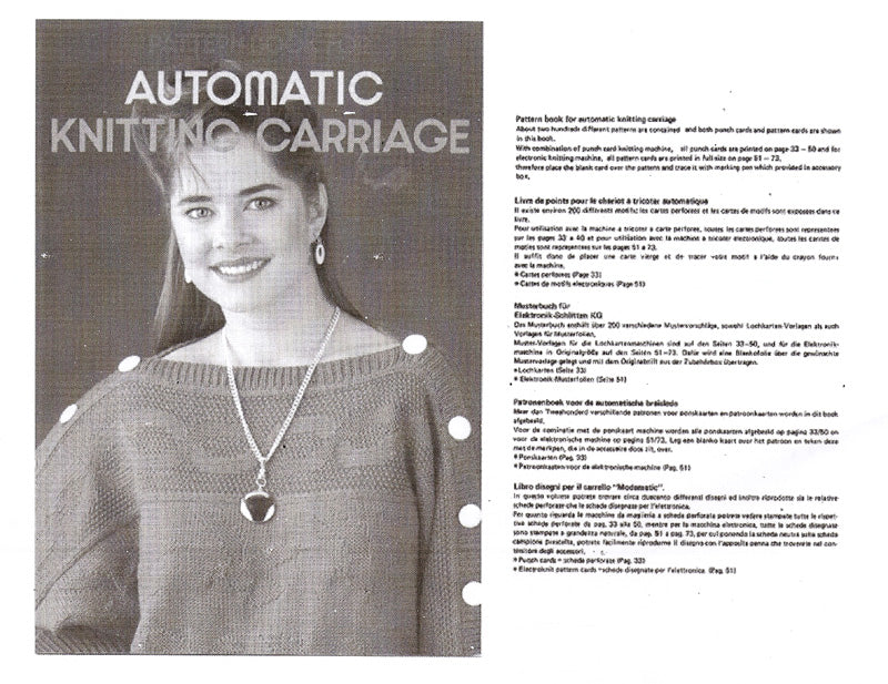 888282 PATTERN BOOK for AUTOMATIC KNITTING CARRIAGE