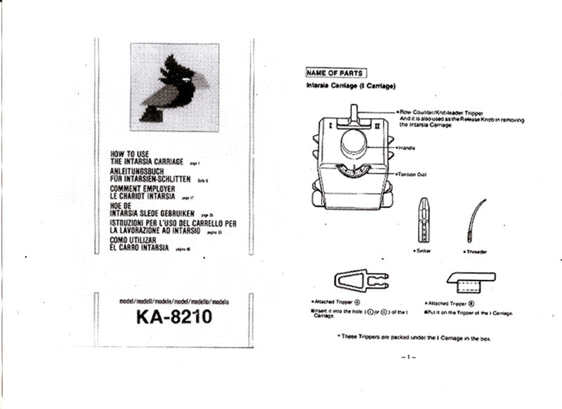 KA8210 Intarsia Carriage INSTRUCTION BOOK 888115