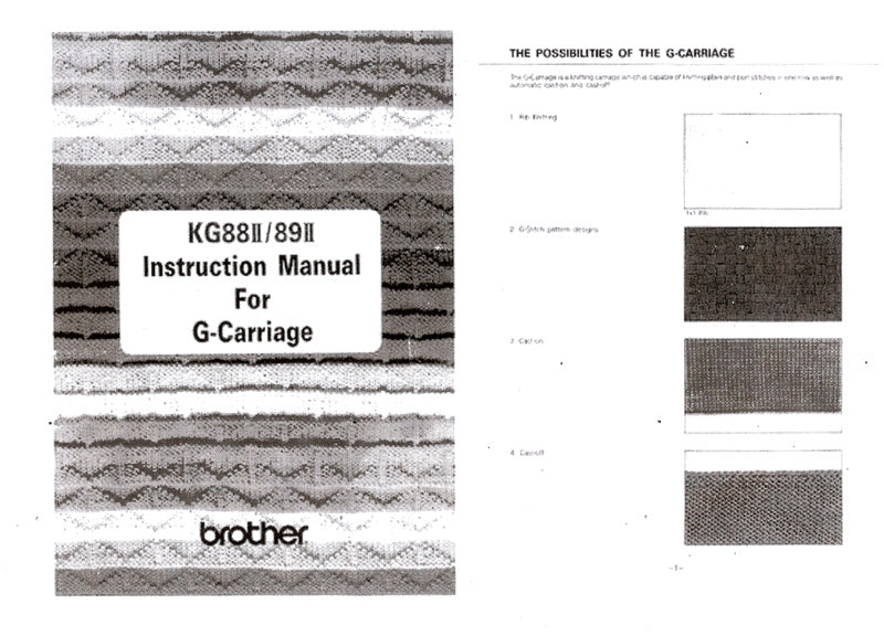KG88II/89II INSTRUCTION MANUAL for G-Carriage . 888103