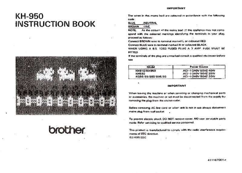 KH950 KNITTING MACHINE INSTRUCTION BOOK 888117