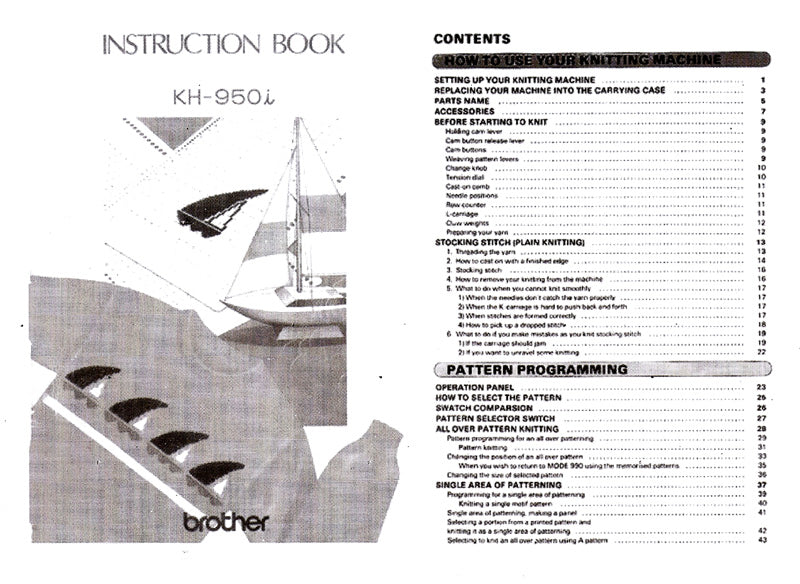 KH950I KNITTING MACHINE INSTRUCTION BOOK 888118