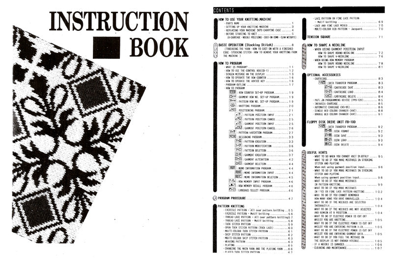 KH970 KNITTING MACHINE INSTRUCTION BOOK 888120