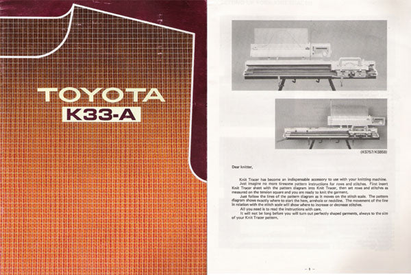 888650 INSTRUCTION MANUAL for TOYOTA KNITTING MACHINE K33-A