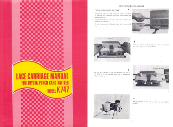 888658 TOYOTA LACE CARRIAGE INSTRUCTIONS MANUAL for TOYOTA KNITT