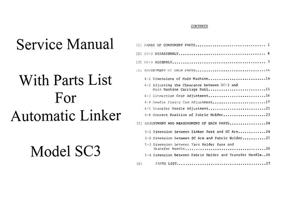 888553 SERVICE MANUAL for SINGER KNITTING MACHINE AUTOMATIC LINK