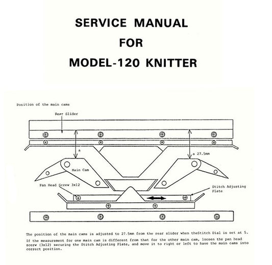 888556 SERVICE MANUAL for SINGER KNITTING MACHINE SK120