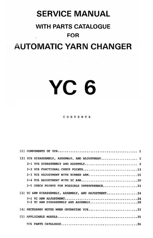 888550 SERVICE MANUAL for SINGER AUTOMATIC YARN CHANGER YC6